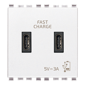 Vimar Eikon - 2x USB-C Voedingsunit 5V 3A 2M (Wit)