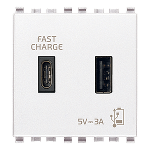 Vimar Eikon - USB-A+C Voedingseenheid 5V 3A 2M (Wit)